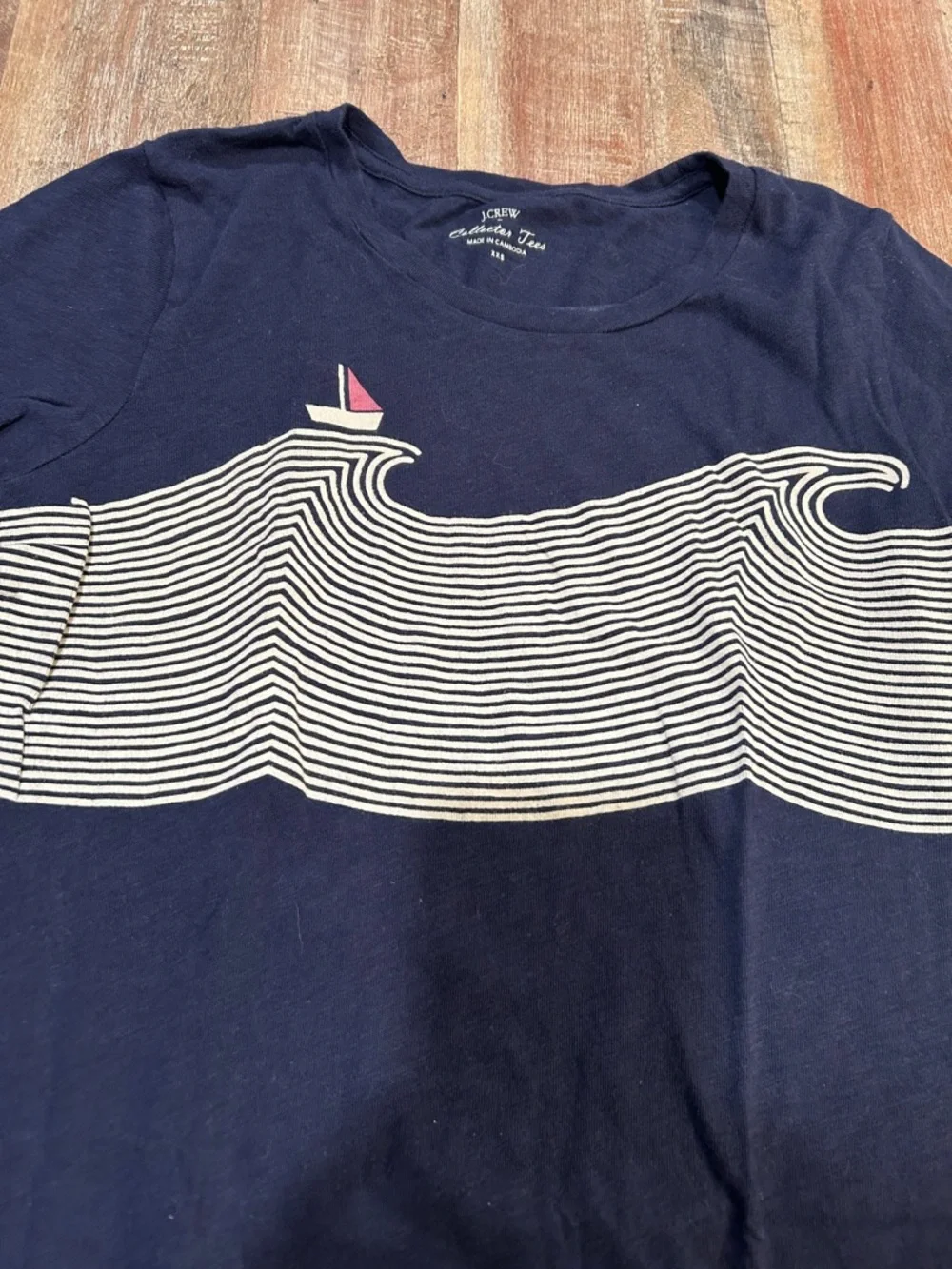 J. Crew Vintage Indigo Wave Cotton Collector Tee - Picture 2 of 5